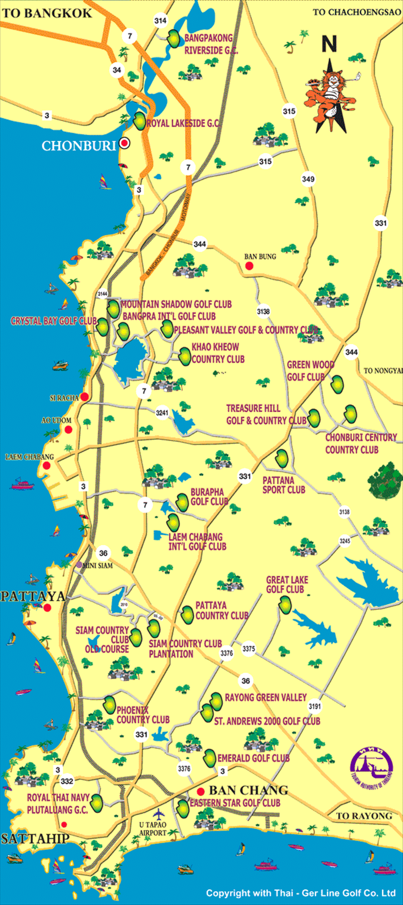 Pattaya Golf Map